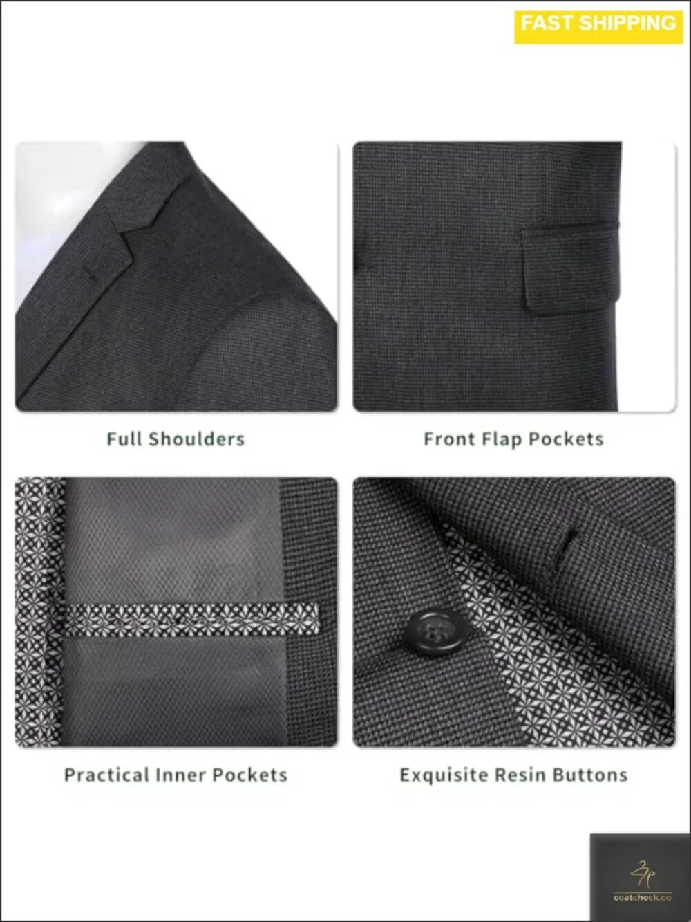 Classic Fit Stretch 2-Button Houndstooth Sport Coat Blazer